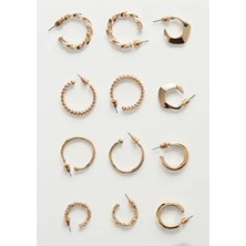 Kadın Gold Basic 6'lı Küpe Seti