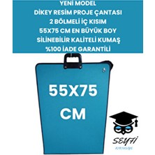 55X75 cm Dikey Resim Proje Çantası 2 Bölmeli Iç Kısım  En Büyük Boy Silinebilir Kaliteli Kumaş
