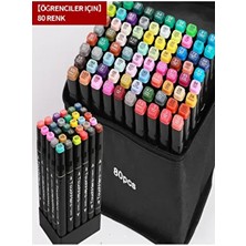Mavigök 80 Parça Renkli Çift Uçlu Kalın/İnce Uçlu Keçeli Marker Seti - Profesyonel Boyama İçin