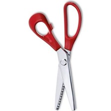 Zikzaklı Kesim Makası Kırmızı Desenli Tırtıklı Oya Makası Terzi Kumaş