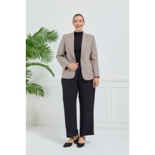 Kadın Pötikareli Düğmeli Klasik Ceket