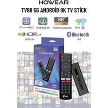 TV98 5g Android 8k Tv Stick Akıllı Tv Dönüştürücü Dual Wifi Bluetooth Destekli Tv Stick