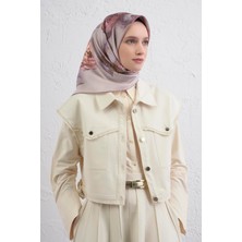 Armine Çiçek Desenli Saf Ipek Twill Eşarp 9419D 06