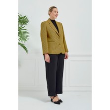 Kadın Pötikareli Düğmeli Klasik Ceket