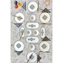 Etnik Desen Siyah 6 Kişilik 14 Parça Kahvaltı Takımı**1**