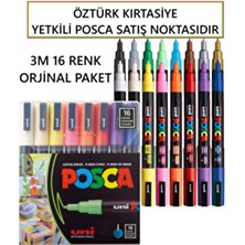 POSCA 16'lı Set Renkli Marker Kalemler 0.9-1.3 mm Orta İncelikte Uç Su Geçirmez Kutulu Ürün