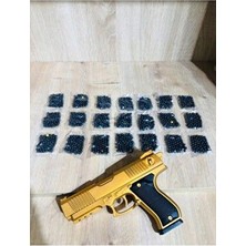 Oyuncak Tabanca Gold-Siyah ve Gümüş Renk Boncuklu Oyuncak Tabanca 1 Adet + 21 Paket Boncuk