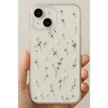 Apple iPhone 13 - 14 - 15 Kılıf Şeffaf Renkli Çiçek Desenli Esnek Yumuşak Silikon Kapak
