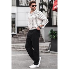 Paça Detaylı Rahat Kesim Erkek Siyah Pantolon 6532