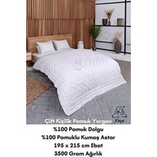 %100 Doğal Pamuklu Çift Kişilik Pamuk Yorgan 195 x 215 Ebat 3500 Gram
