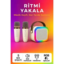 Omaze Mikrofonlu Karaoke Bluetooth Hoparlör Rgb LED Işıklı 5 Efektli Ses Bombası