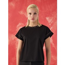 Yuvarlak Yakalı Trok Baskılı Tişört