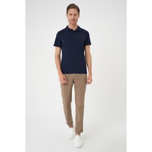 Comfort Fit Polo Yaka Esnek Pamuk Casuel Lacivert Tişört Ts 886