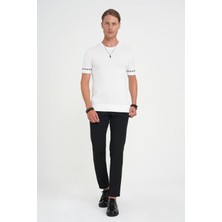 Efor Erkek Comfort Fit Bisiklet Yaka Kısa Kollu Ekru Triko Kazak Tr 882