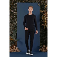 Efor Erkek Slim Fit Esnek Pamuklu Uzun Kollu Siyah Tişört Ts 870