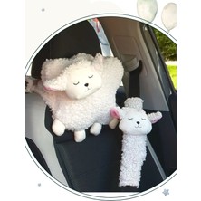 Araba Boyun Yastığı ve Emniyet Kemeri Aksesuarı Peluş Kılıf Seti (1 Yastık ve 1 Kılıf)