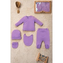 Düz Renk Organik Pamuk Kutulu 5 Parça Hastane Çıkış Seti