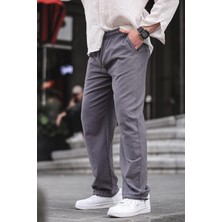 Paça Detaylı Rahat Kesim Erkek Füme Pantolon 6532