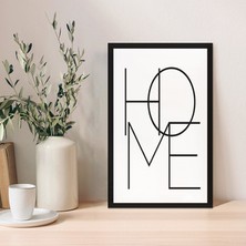 Zevahir Mobilya Dekorasyon Siyah Home Yazılı Modern Tema Ahşap MDF Tablo 20 x 30 Çerçeveli Tek Parçalı Malzeme