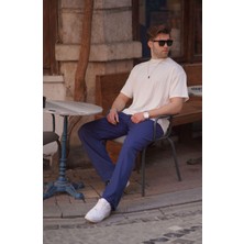 Paça Detaylı Rahat Kesim Erkek Lacivert  Pantolon 6532