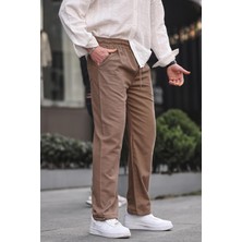 Paça Detaylı Rahat Kesim Erkek Kahverengi Pantolon 6532