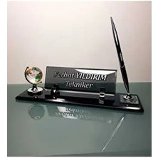 Kristal Masa Isimliği Kalemli Ofis Büro Makam Hediyesi M557-FSLV