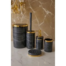 Makri Home 5'li Banyo Seti Akrilik Gold Renk Detaylı Modern Tasarım Aksesuarlar