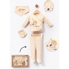 Hastane Çıkışı 100% Organik Kampçı Aslan Nakışlı Yenidoğan 5li Set Bebek Kıyafeti