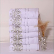 Özdilek Seda Simli Nakışlı 50*90 Havlu 6lı Gümüş M-2