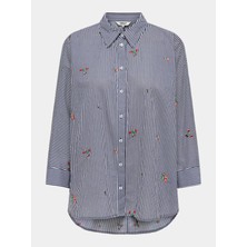 Only 15362135 Cizgili Kadin Gomlek - Lacivert Cizg