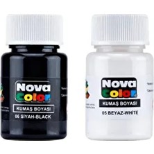 Modellino Nova Color 2'li Kumaş Boyası Forma Tişört ve Tekstil İçin Siyah Beyaz Renk Seçenekleri 30CC
