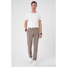 Efor Erkek Comfort Fit Rahat Kalıp Gofre Dokulu Beli Lastikli Çizgili Vizon Jogger Pantolon P 1177