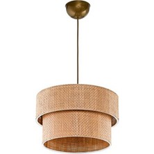 Kahve Modern Doğal Hazeran Rattan 2 Katlı Sarkıt Avize