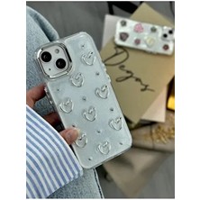 Apple Iphone 13 - 14 - 15 Uyumlu 3D Metal Kalp Epoksili Silikon Telefon Kılıfı