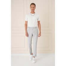 Efor Erkek Slim Fit Pileli Pamuklu Gri Mavi Pantolon P 1158