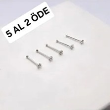 SET 925 Ayar Gümüş Yuvarlak Zirkon Taşlı Hızma 1,5 mm Kadınlar İçin 5 Adet Set (5 Al 2 Öde)