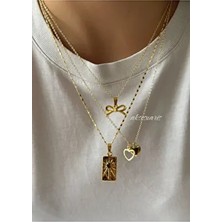 Özel Tasarım 3'lü Kadın Kolye Kombin Gold Charm Sarı Maden ile Şık ve Zarif