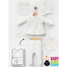 Kutulu - Kız Yenidoğan Kıyafetleri 5'li Hastane Çıkış Setleri Incili %100 Pamuk