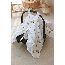 Müslin Puset Örtüsü / Bebek Arabası Örtüsü %100 Pamuk - Animal Party