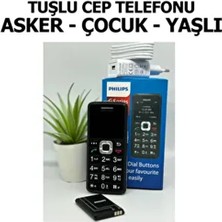 Philips Tuşlu Cep Telefonu Asker, Yaşlı, Çocuk Büyük Harfler, Hızlı Arama, Type C Şarj, El Feneri, Sos