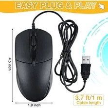 Forefo Yüksek Kalite USB Siyah Mouse Kablolu Modern Tasarım Maus Fare Pc Laptop