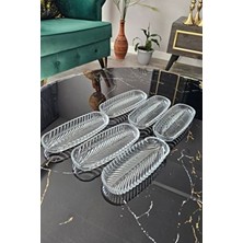 6 Lı Kayık Sunum Tabağı | Balık Sırtı Tabak | Oval Servis Tabağı (19 Cm)