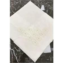 ayhanhome Krem Renkli Incili Oya Işlemeli Bohça Ev Kullanımı İçin Şık Tasarım