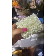 2 Metre Misinalı Ip Inci Boncuk Dizesi Krem Rengi