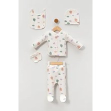 Hastane Çıkışı 100% Pamuku Tavşanlı Yaprak Baskılı Yenidoğan 5li Set Bebek Kıyafeti