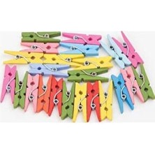 Mekafix Renkli Mini Mandal Fotoğraf Süsleme Mandalı 25MM 50 Li İp Hediyeli