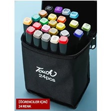 24 Renkli Çift Uçlu Kalın/ince Uçlu Keçeli Marker Seti - Profesyonel Çizim ve Boyama
