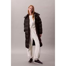 Kadın Regular Fit Kapüşonlu Uzun Şişme Mont - Siyah