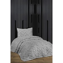 Ponpon Bohem Tek Kişilik Gri Örtü Yatak Örtüsü Pike