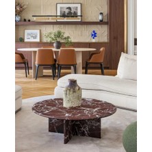 Rosso Levanto Marble Coffee Table - Elazığ Vişne Mermer Orta Sehpa 2'li